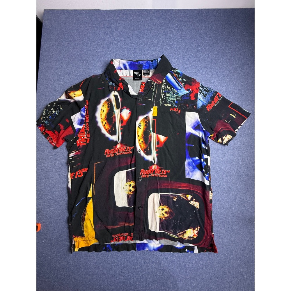 Friday the 13th Jason Voorhees Horror Movie All Over Print Rayon Shirt Large